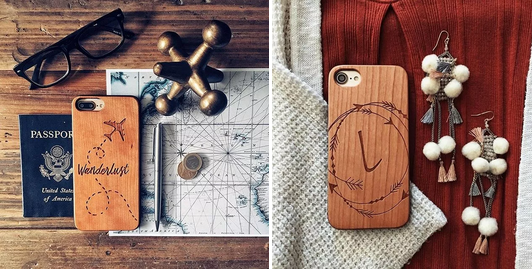 激光打标木质手机壳，定制专属您个性